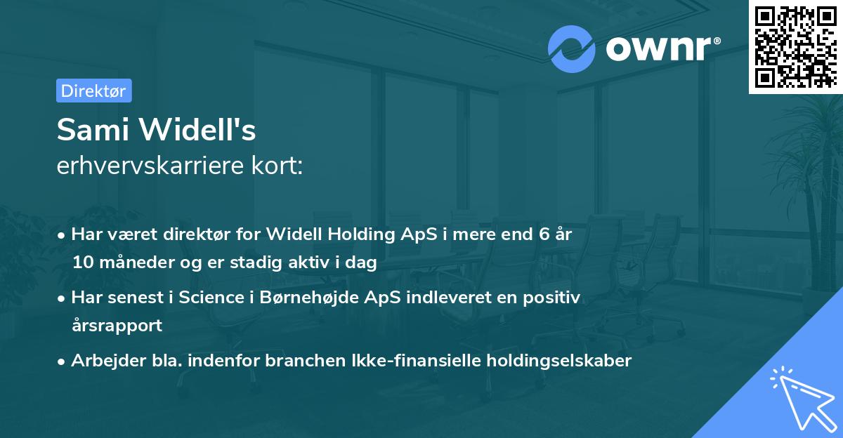 Sami Widell's erhvervskarriere kort