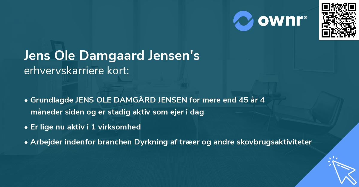 Jens Ole Damgaard Jensen's erhvervskarriere kort