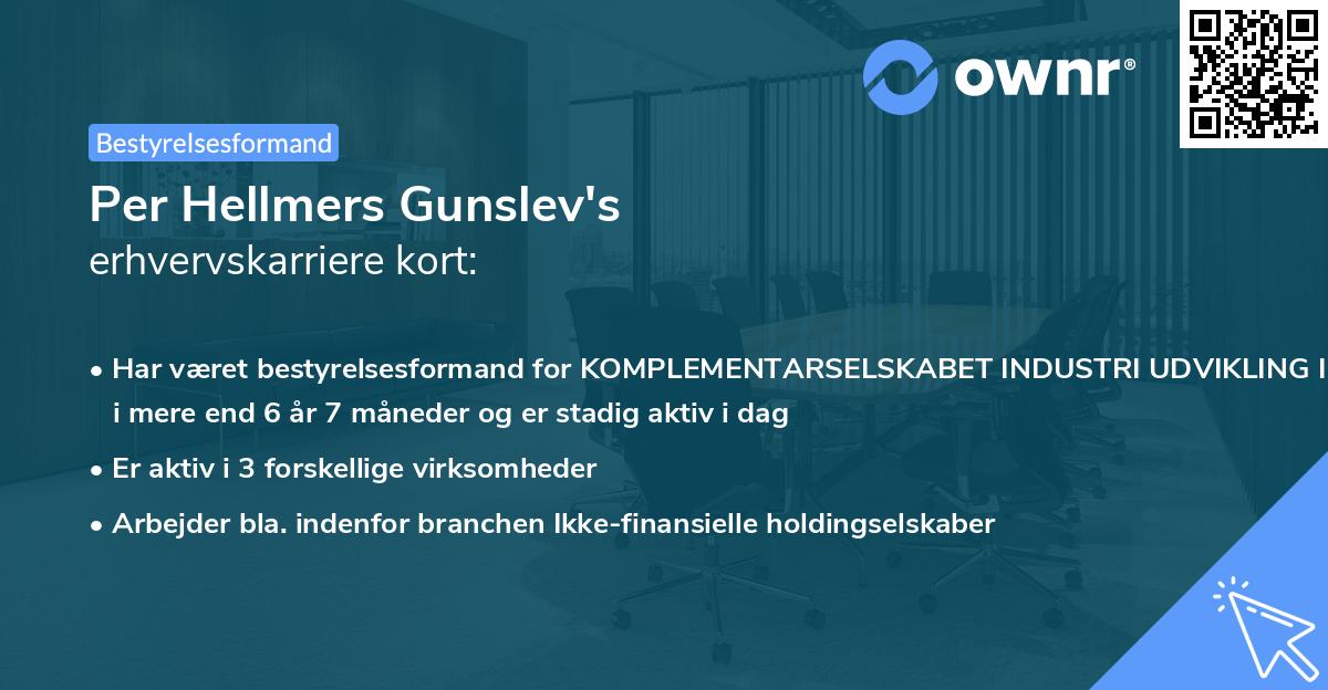 Per Hellmers Gunslev's erhvervskarriere kort