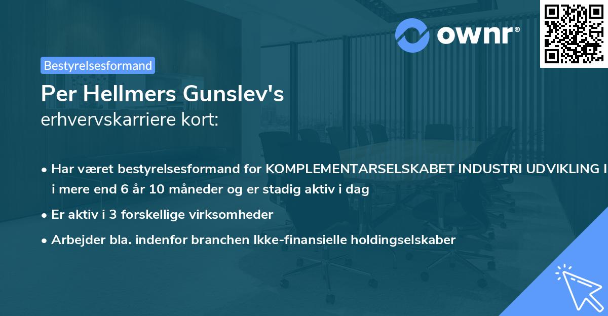 Per Hellmers Gunslev's erhvervskarriere kort