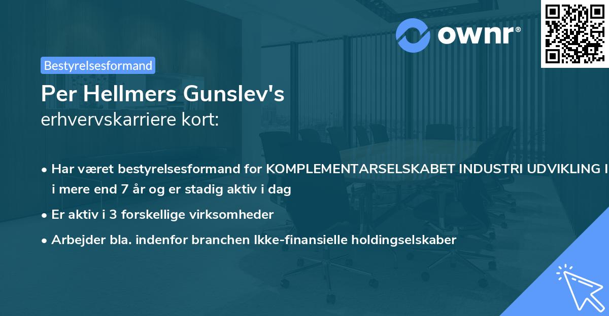 Per Hellmers Gunslev's erhvervskarriere kort