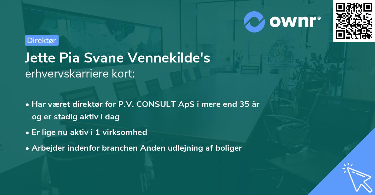 Jette Pia Svane Vennekilde's erhvervskarriere kort