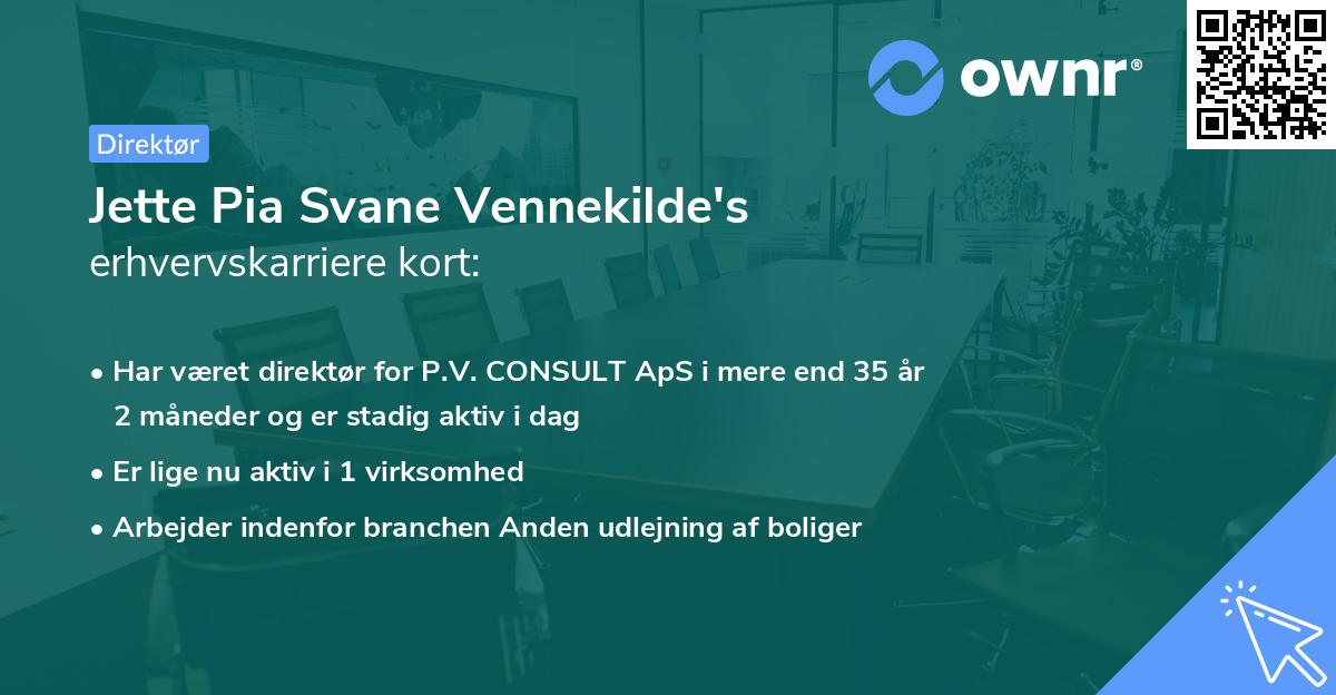 Jette Pia Svane Vennekilde's erhvervskarriere kort