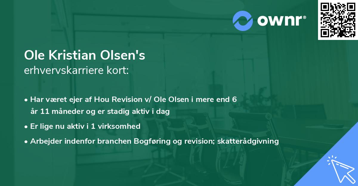 Ole Kristian Olsen's erhvervskarriere kort