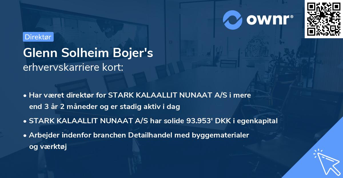 Glenn Solheim Bojer's erhvervskarriere kort