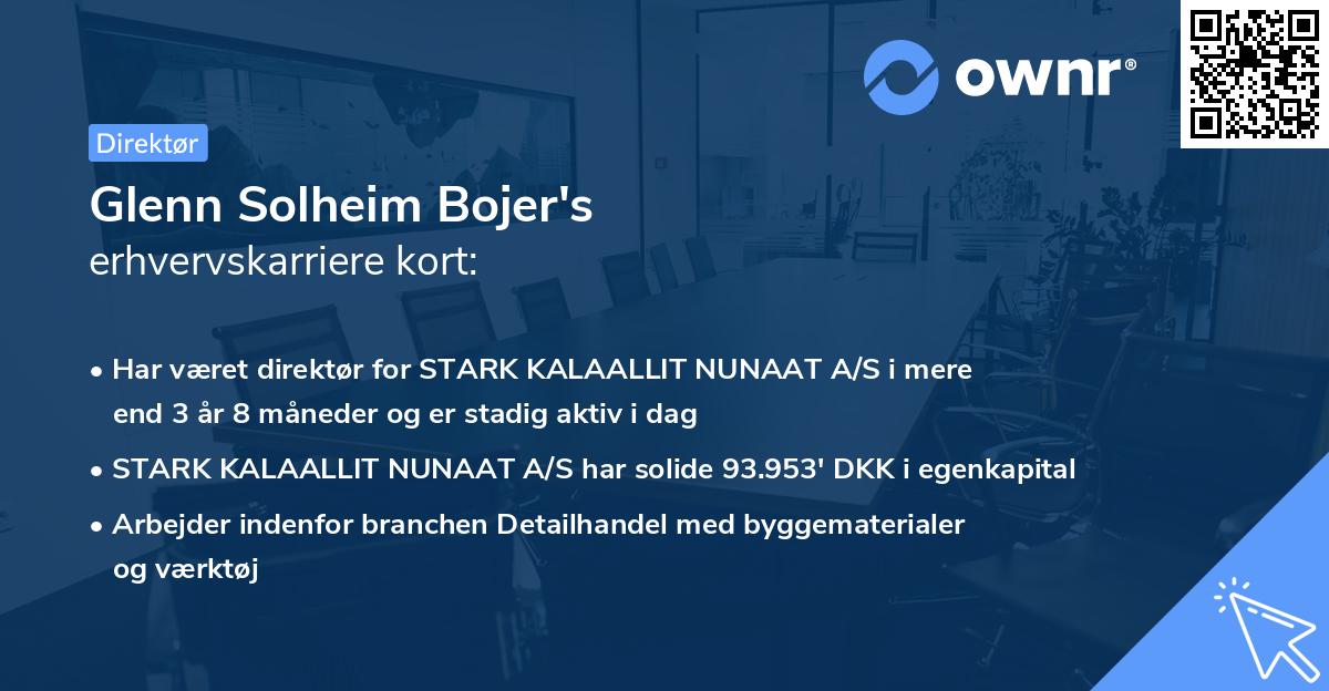 Glenn Solheim Bojer's erhvervskarriere kort