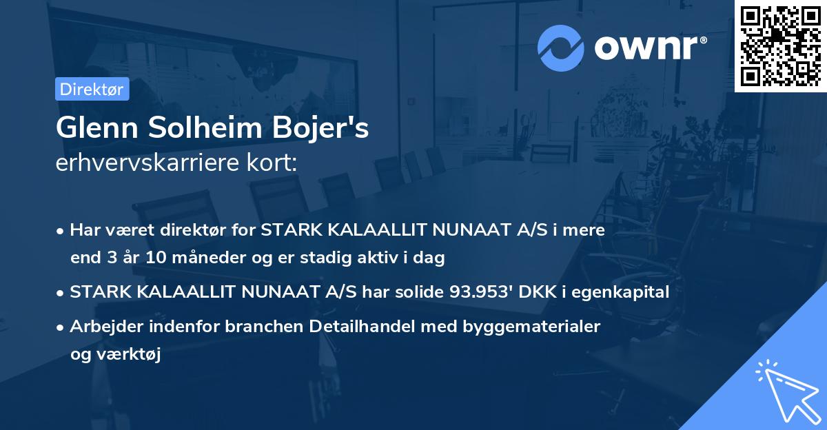 Glenn Solheim Bojer's erhvervskarriere kort