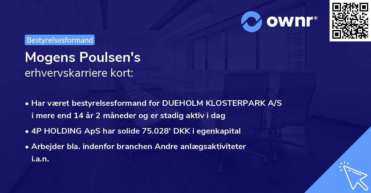 Mogens Poulsen's erhvervskarriere kort