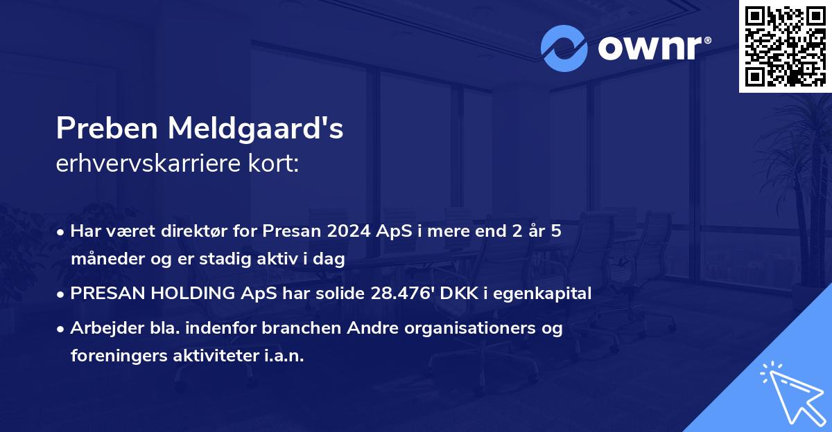 Preben Meldgaard's erhvervskarriere kort