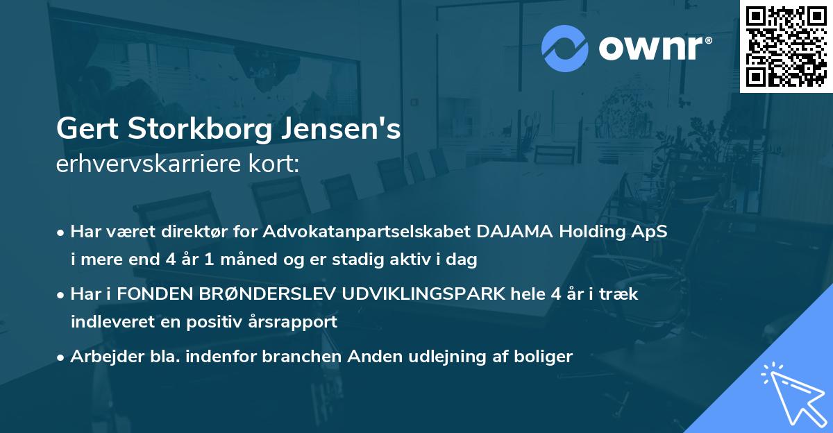 Gert Storkborg Jensen's erhvervskarriere kort