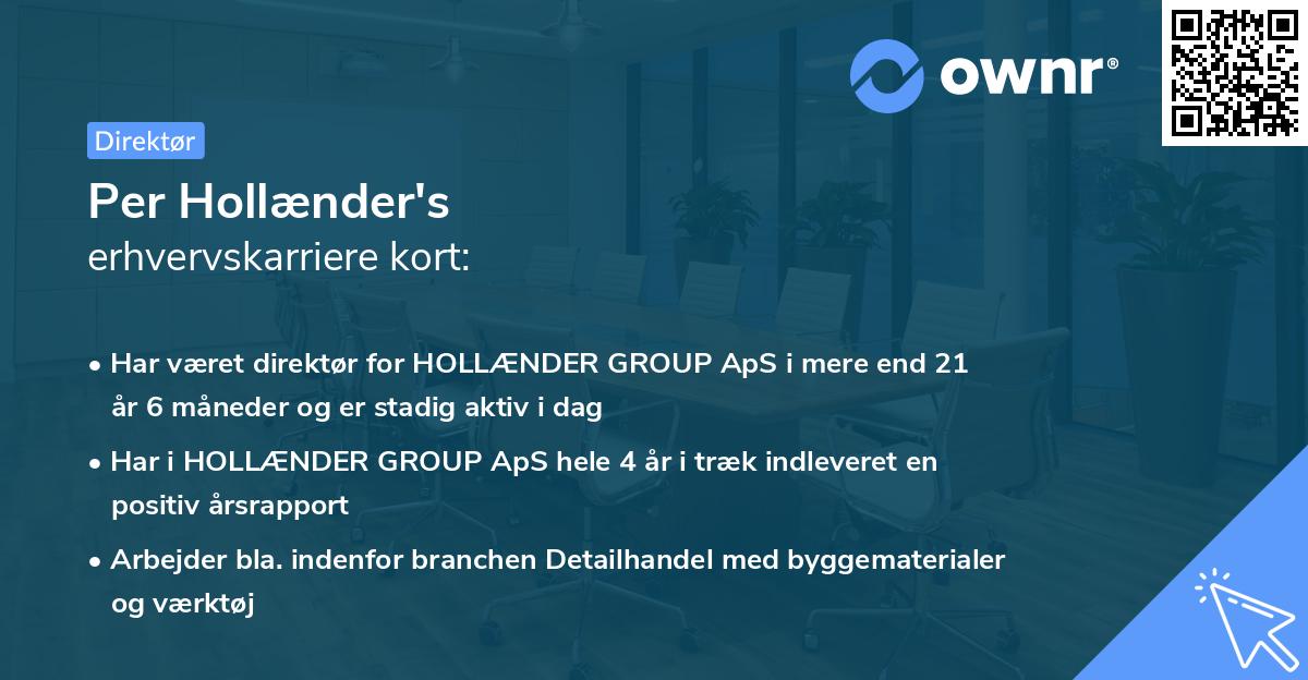 Per Hollænder's erhvervskarriere kort