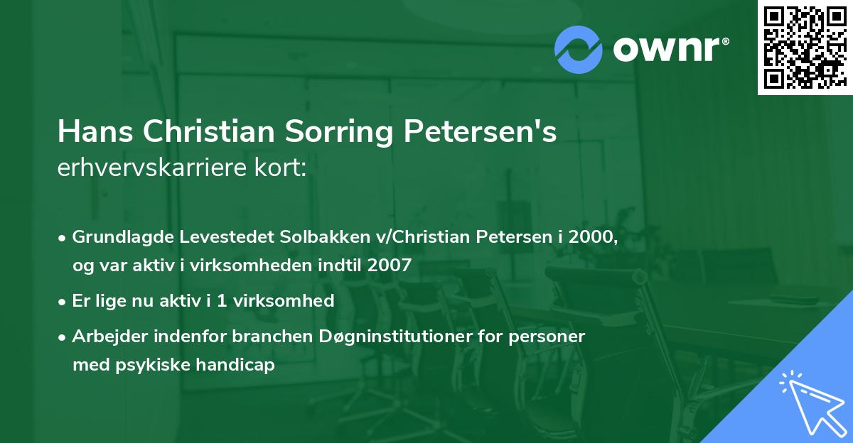 Hans Christian Sorring Petersen's erhvervskarriere kort