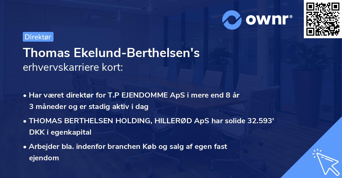 Thomas Ekelund-Berthelsen's erhvervskarriere kort