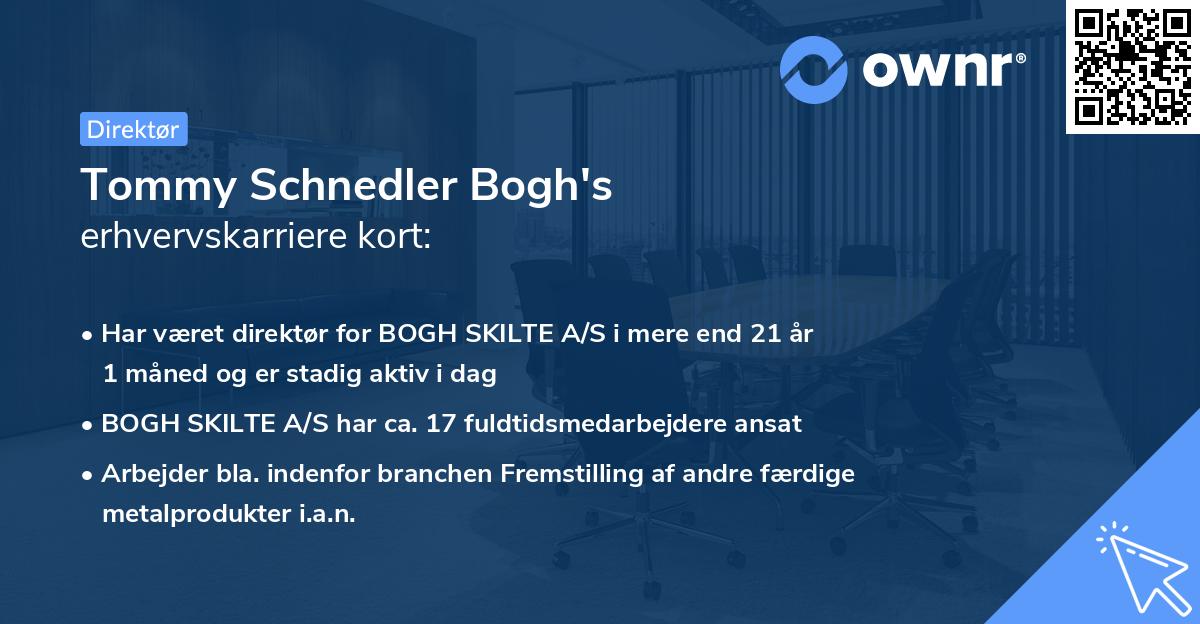 Tommy Schnedler Bogh's erhvervskarriere kort