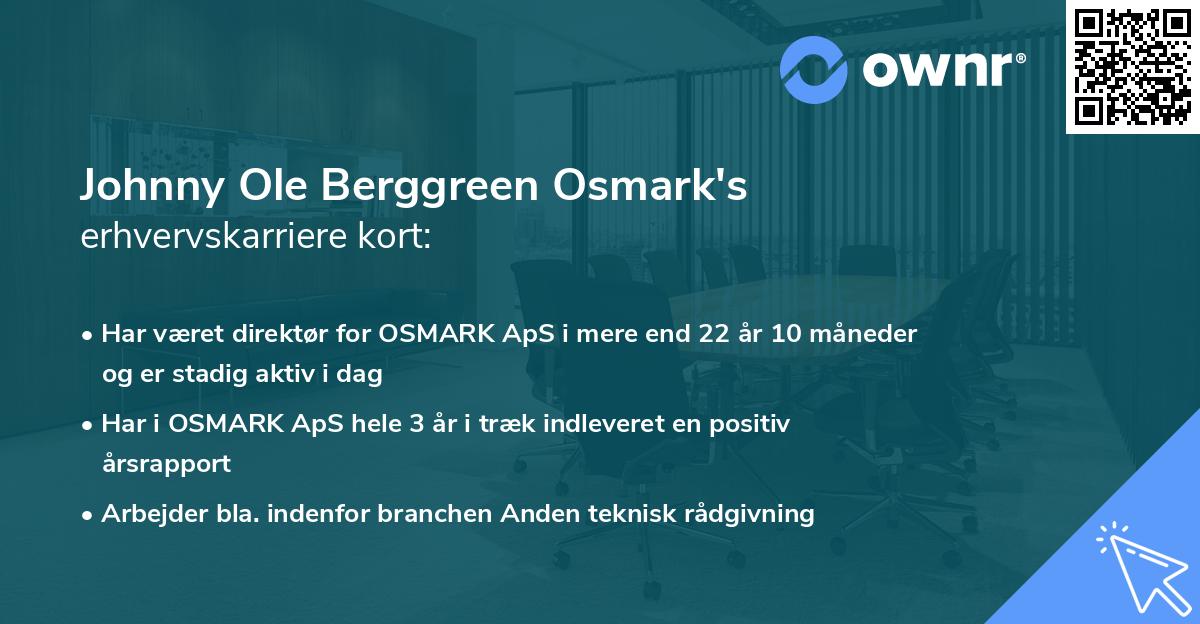 Johnny Ole Berggreen Osmark's erhvervskarriere kort