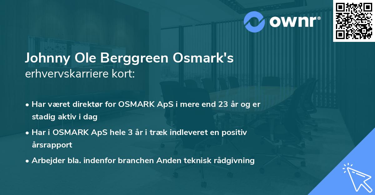 Johnny Ole Berggreen Osmark's erhvervskarriere kort