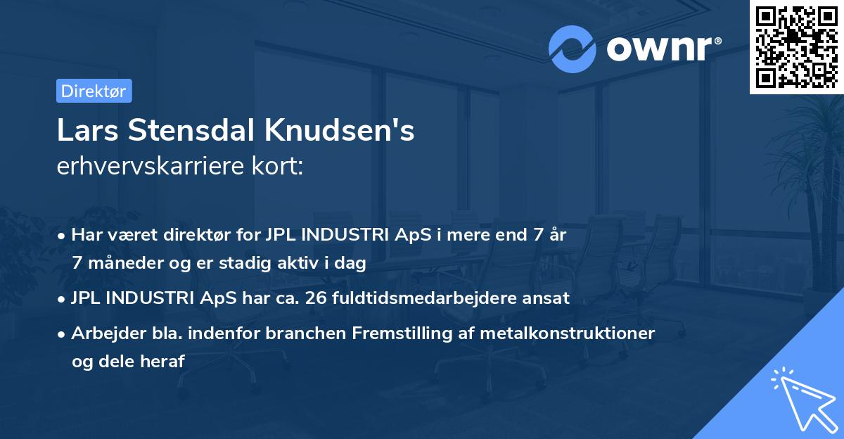 Lars Stensdal Knudsen's erhvervskarriere kort