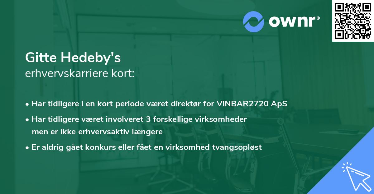 Gitte Hedeby's erhvervskarriere kort