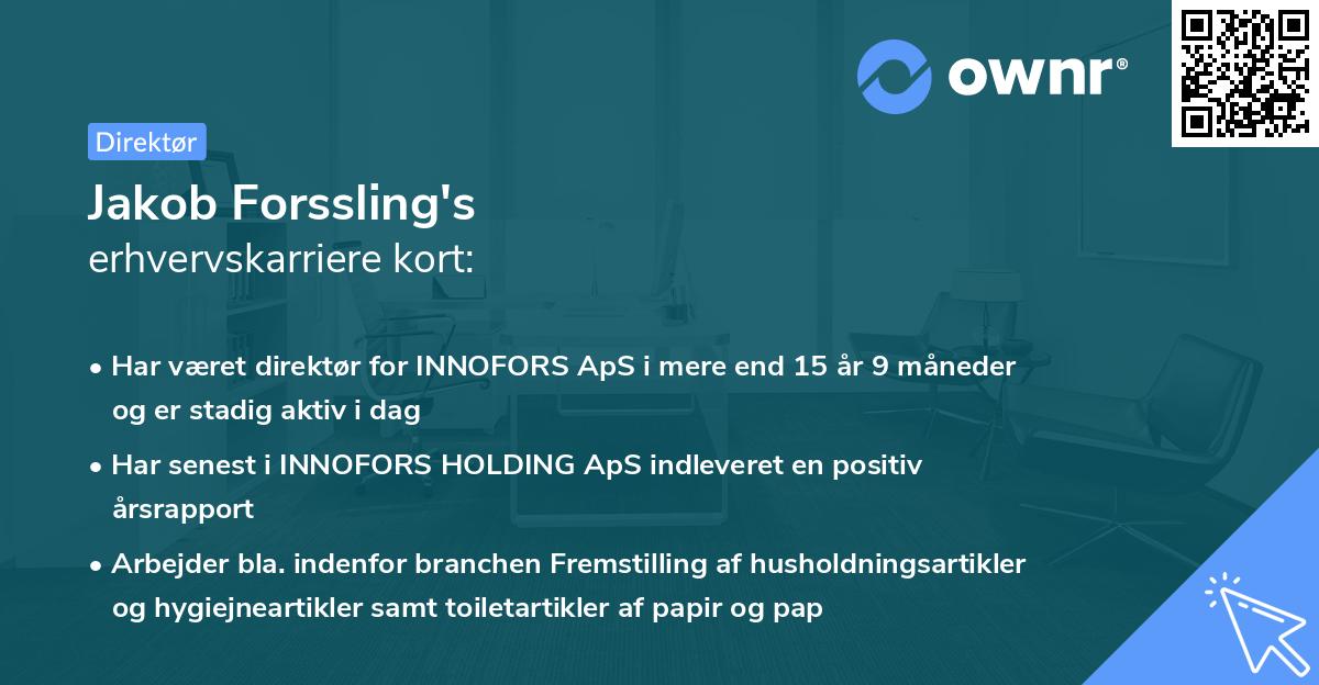 Jakob Forssling's erhvervskarriere kort