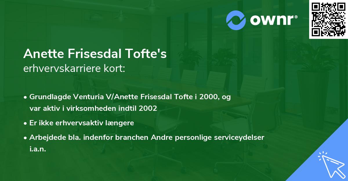 Anette Frisesdal Tofte's erhvervskarriere kort
