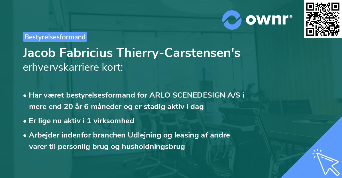 Jacob Fabricius Thierry-Carstensen's erhvervskarriere kort
