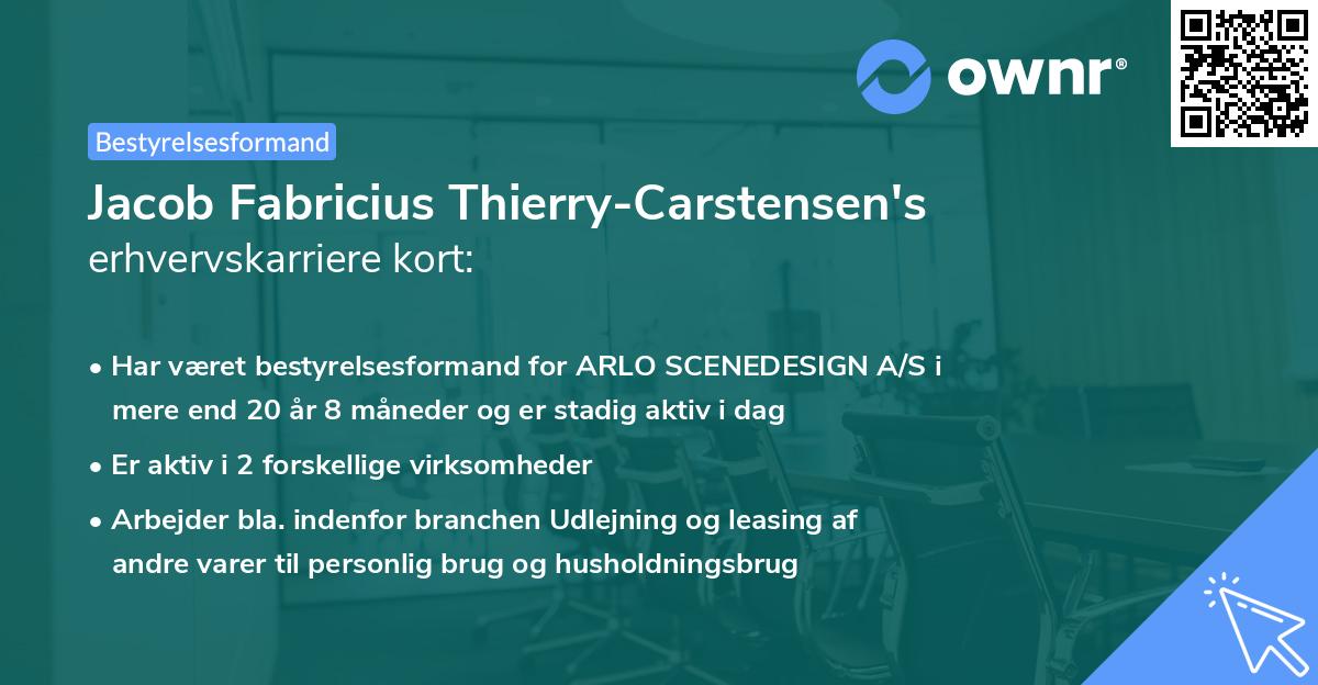 Jacob Fabricius Thierry-Carstensen's erhvervskarriere kort