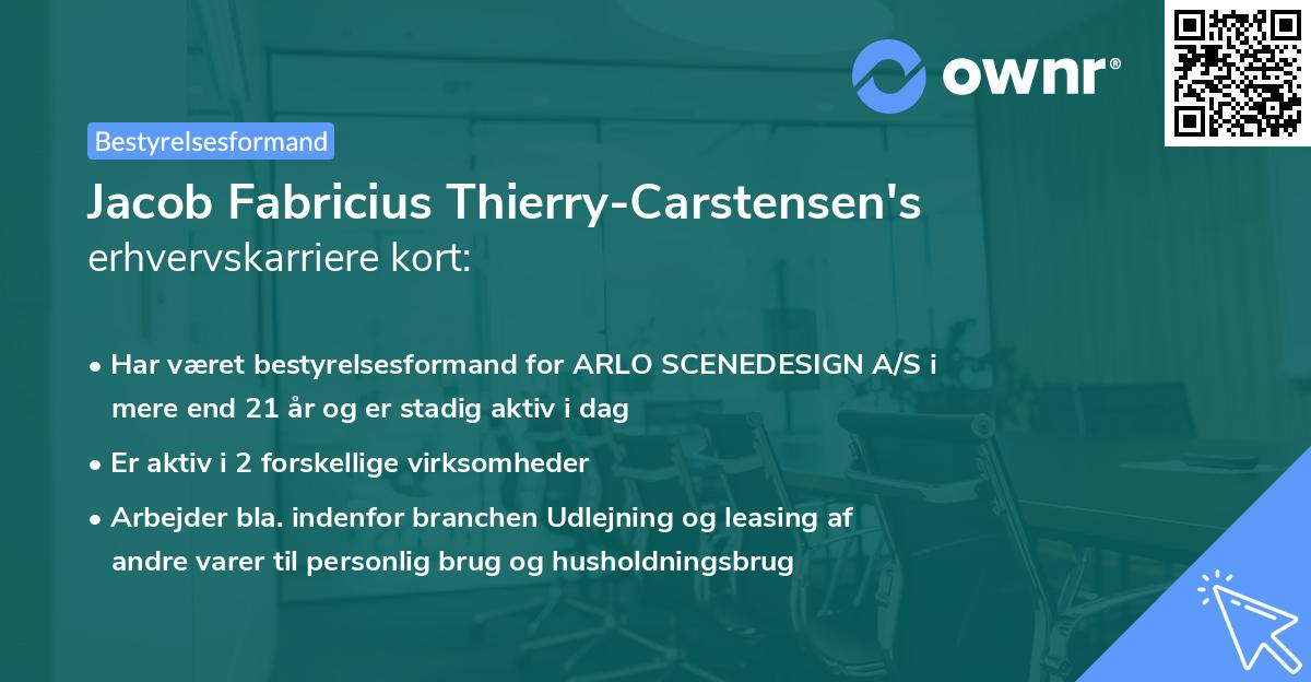 Jacob Fabricius Thierry-Carstensen's erhvervskarriere kort