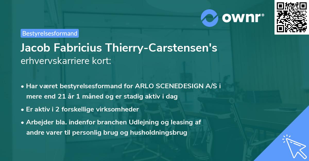 Jacob Fabricius Thierry-Carstensen's erhvervskarriere kort