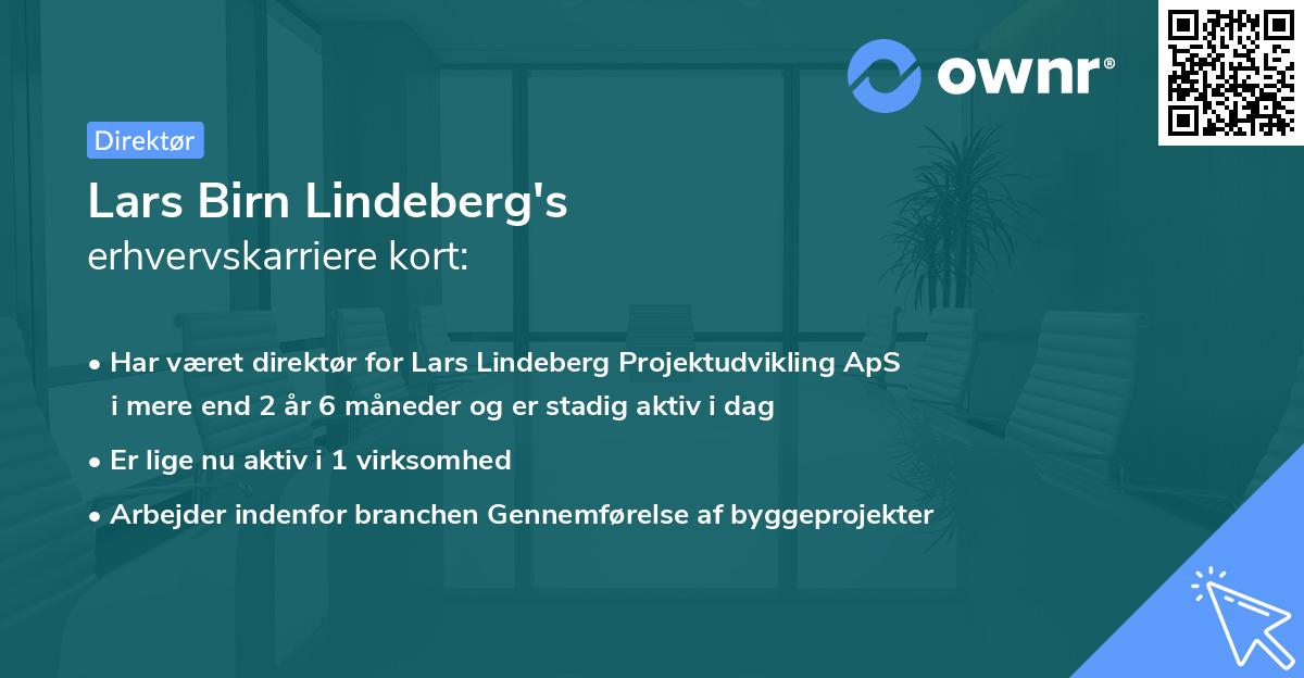 Lars Birn Lindeberg's erhvervskarriere kort