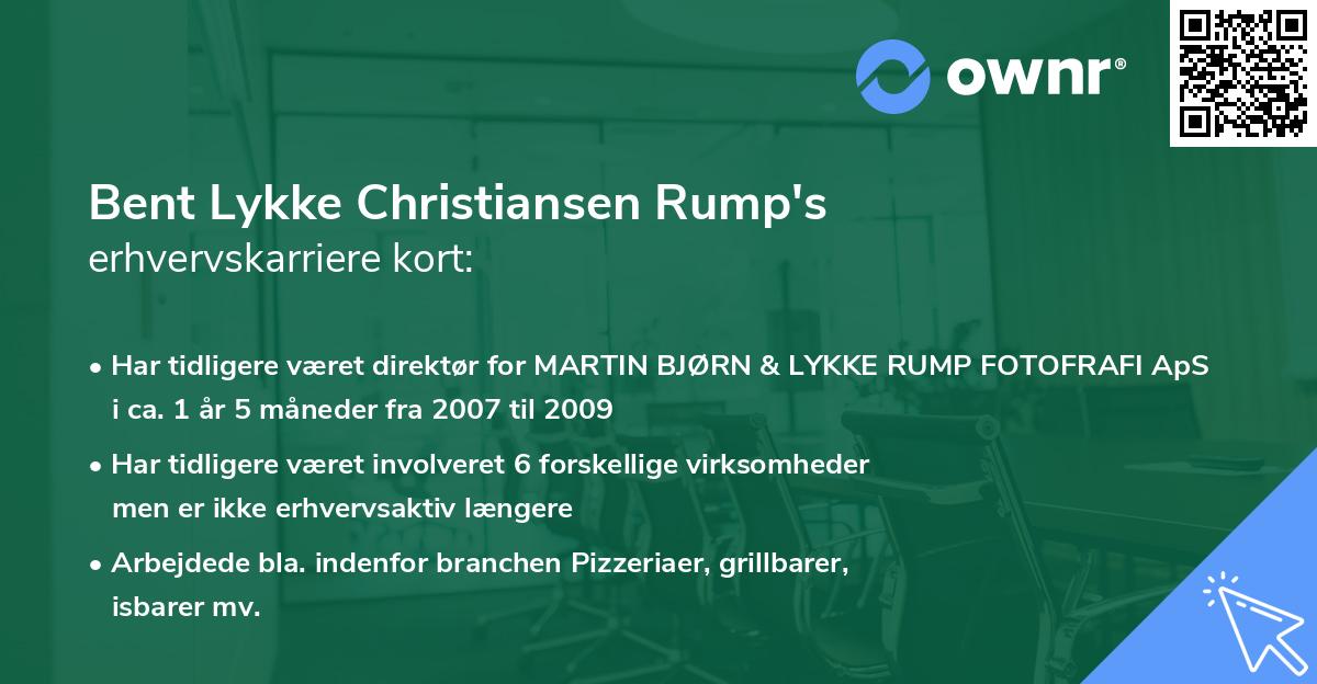 Bent Lykke Christiansen Rump's erhvervskarriere kort