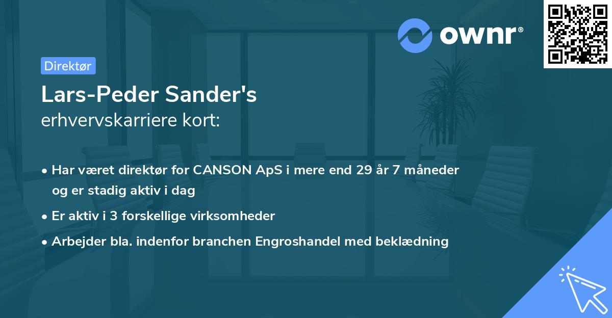 Lars-Peder Sander's erhvervskarriere kort