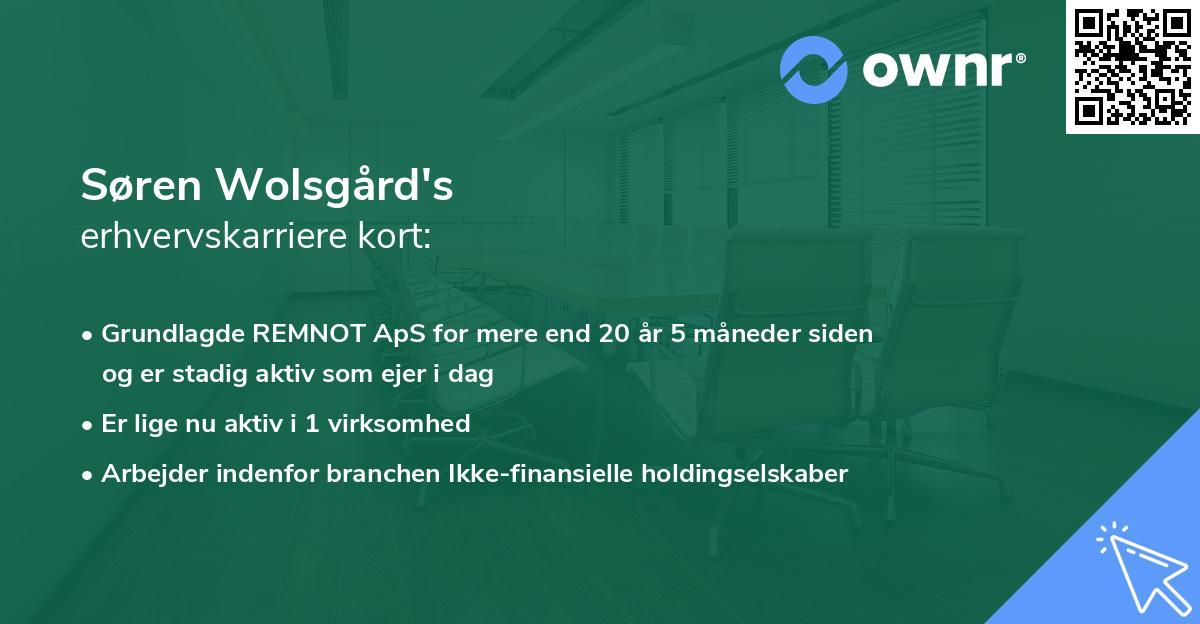 Søren Wolsgård's erhvervskarriere kort