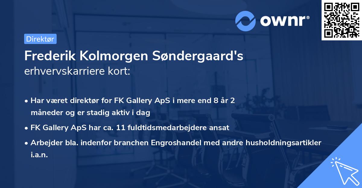 Frederik Kolmorgen Søndergaard's erhvervskarriere kort