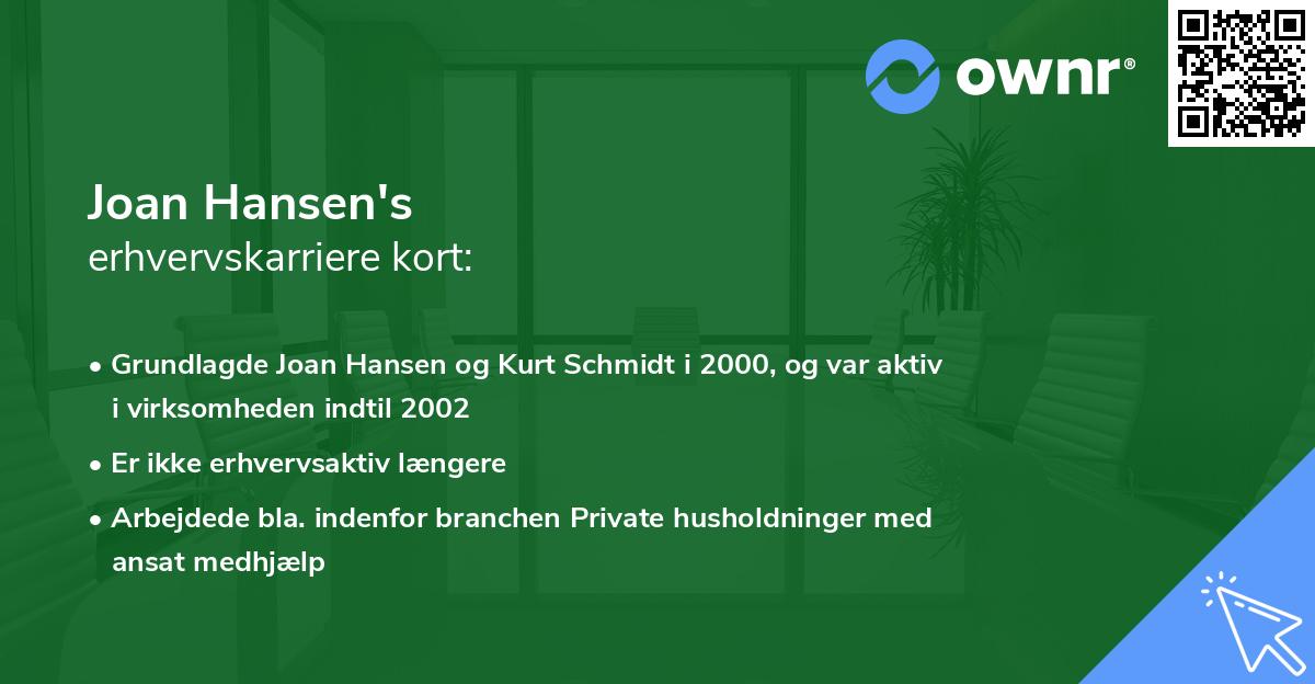 Joan Hansen's erhvervskarriere kort