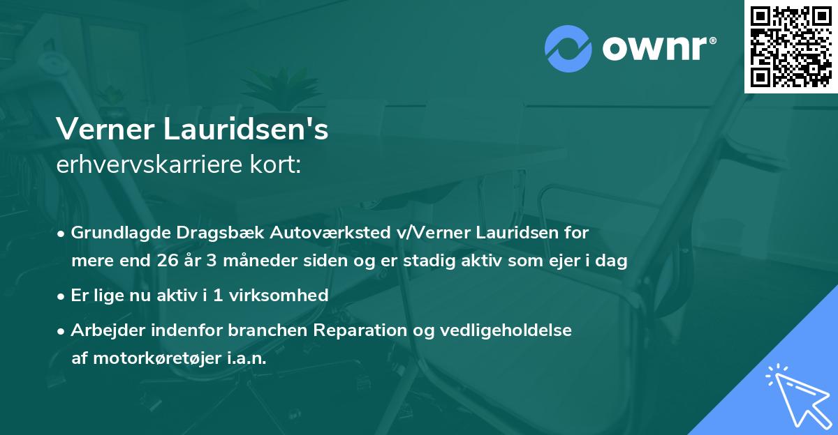 Verner Lauridsen's erhvervskarriere kort