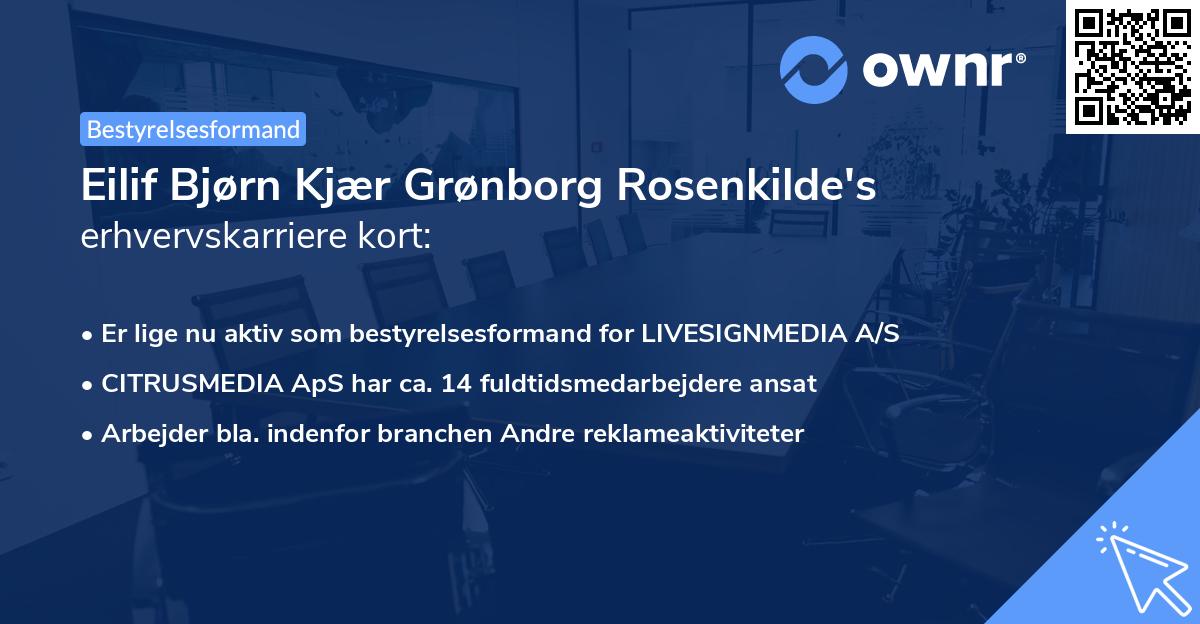 Eilif Bjørn Kjær Grønborg Rosenkilde's erhvervskarriere kort