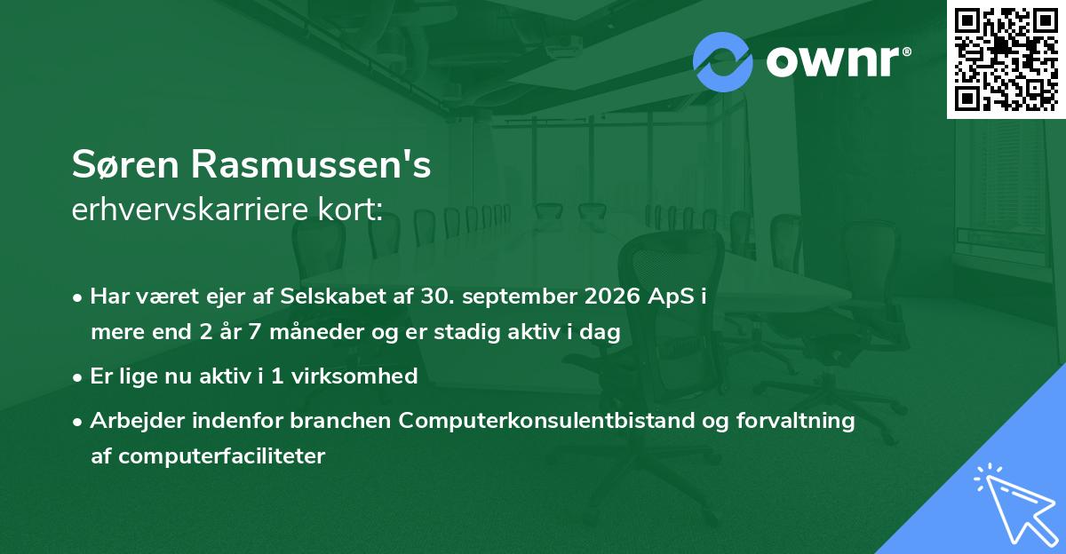 Søren Rasmussen's erhvervskarriere kort
