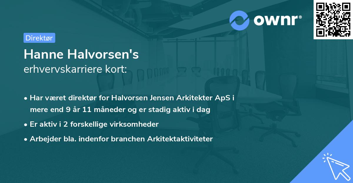 Hanne Halvorsen's erhvervskarriere kort