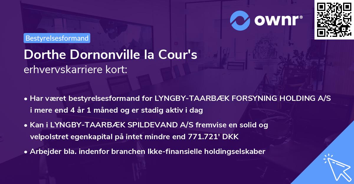 Dorthe Dornonville la Cour's erhvervskarriere kort