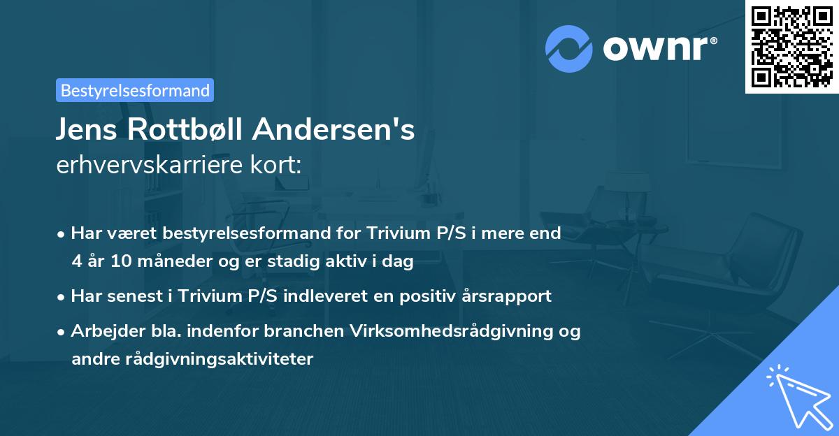 Jens Rottbøll Andersen's erhvervskarriere kort