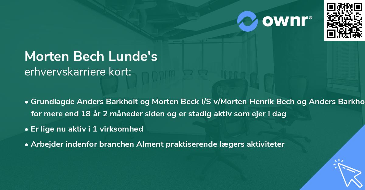 Morten Bech Lunde's erhvervskarriere kort