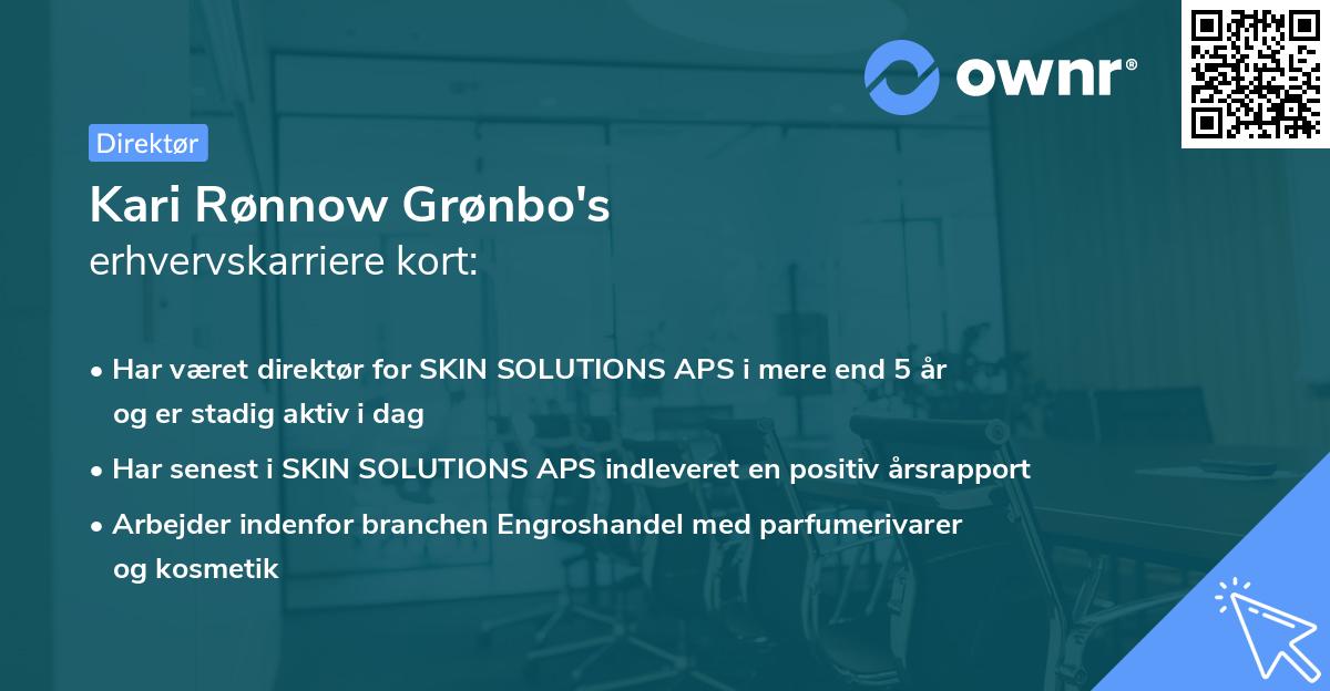 Kari Rønnow Grønbo's erhvervskarriere kort