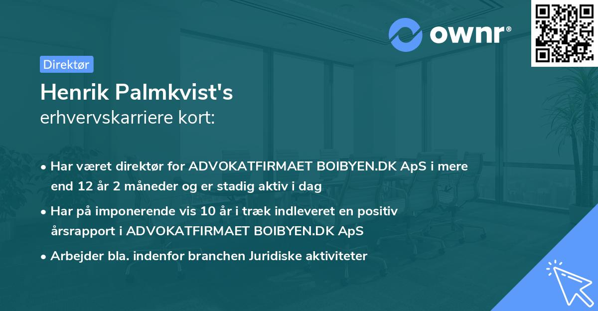 Henrik Palmkvist's erhvervskarriere kort