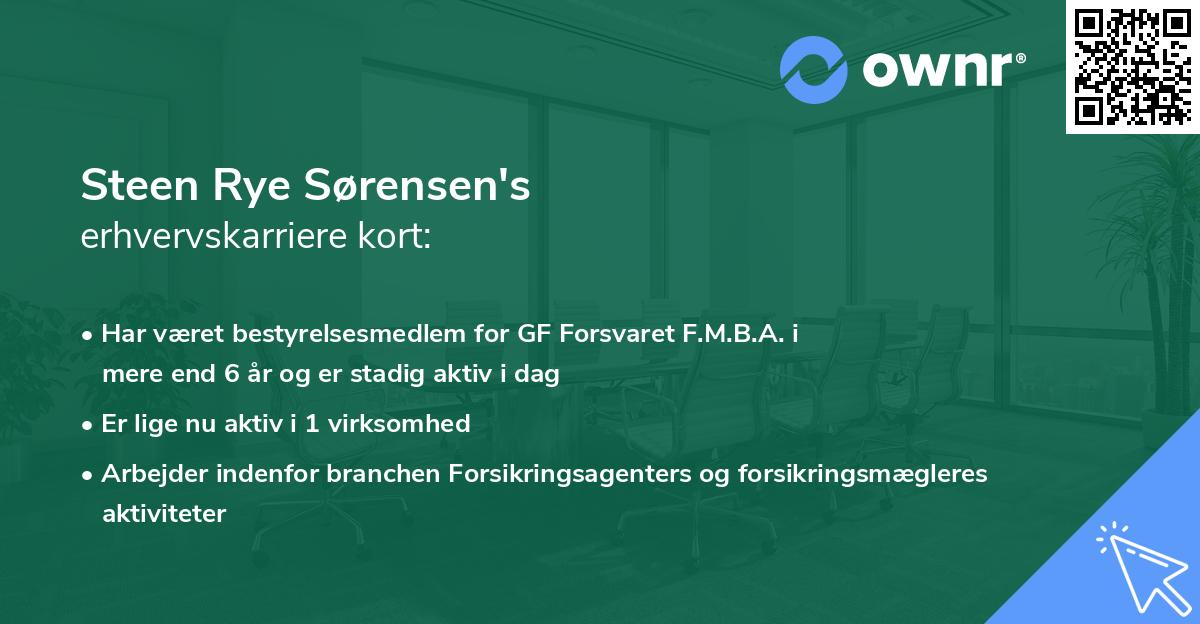 Steen Rye Sørensen's erhvervskarriere kort