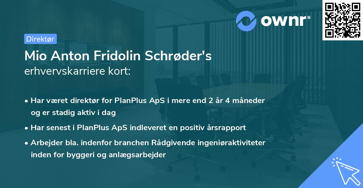 Mio Anton Fridolin Schrøder's erhvervskarriere kort