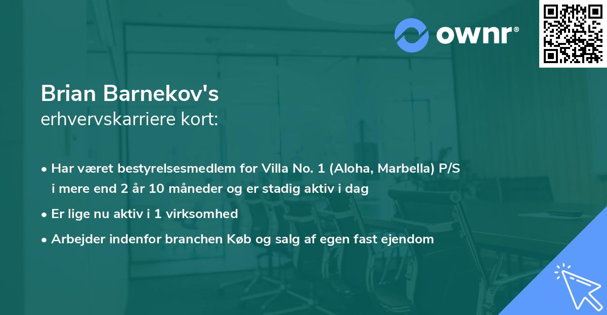 Brian Barnekov's erhvervskarriere kort