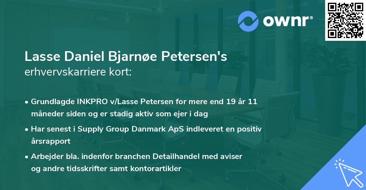 Lasse Daniel Bjarnøe Petersen's erhvervskarriere kort