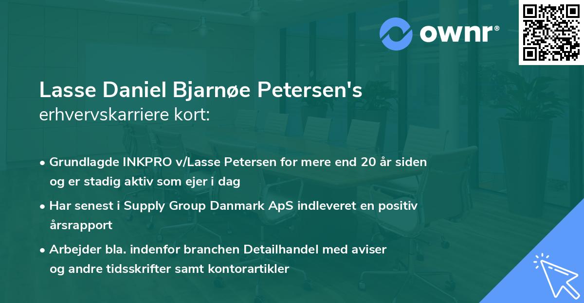 Lasse Daniel Bjarnøe Petersen's erhvervskarriere kort