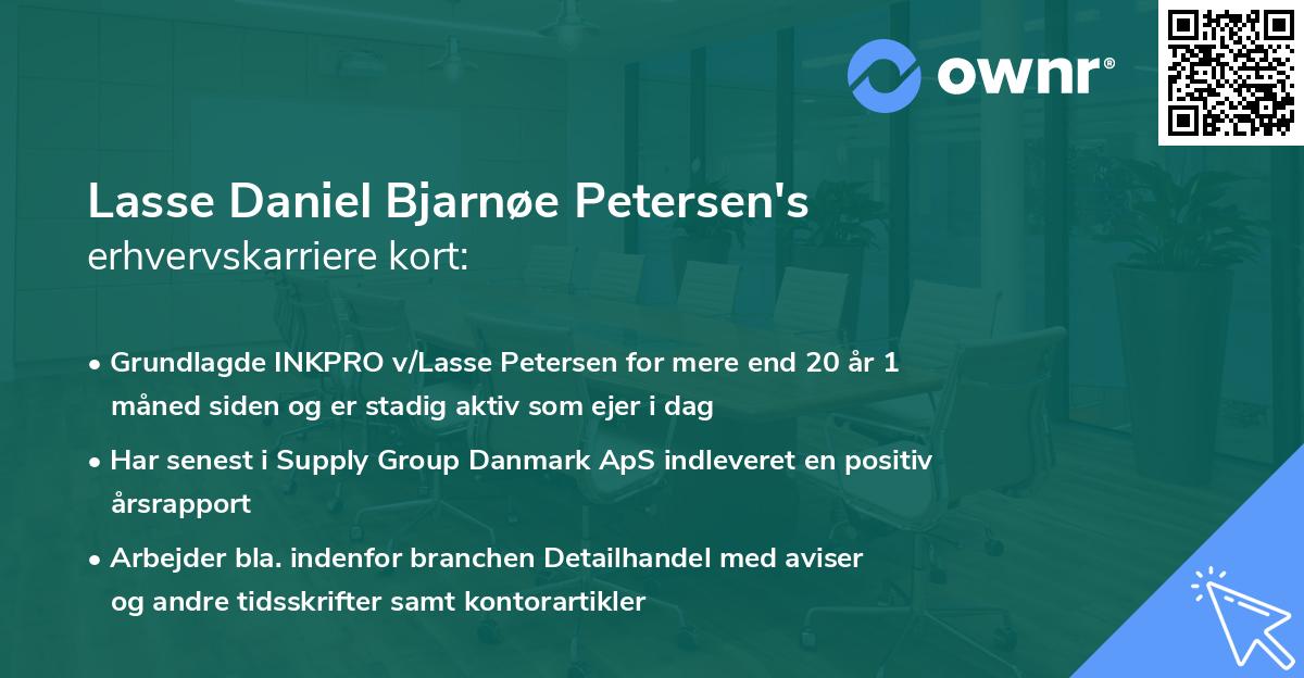 Lasse Daniel Bjarnøe Petersen's erhvervskarriere kort