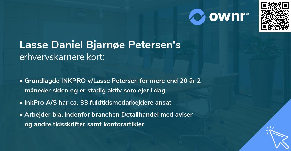 Lasse Daniel Bjarnøe Petersen's erhvervskarriere kort